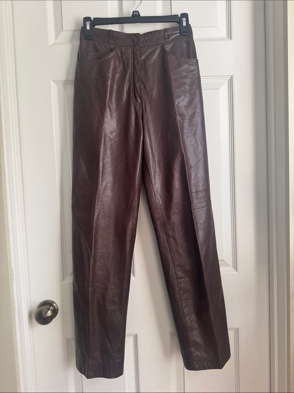 Vintage Made especially for t. Edward’s Straight Leather Jeans in Dark Brown
